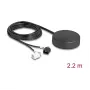 DELOCK 4G GNSS stogo montavimo kryptinė antena — 1×FAKRA A + 1×FAKRA B, 2 dBi / 28 dB, 2,2 m RG-174, juoda