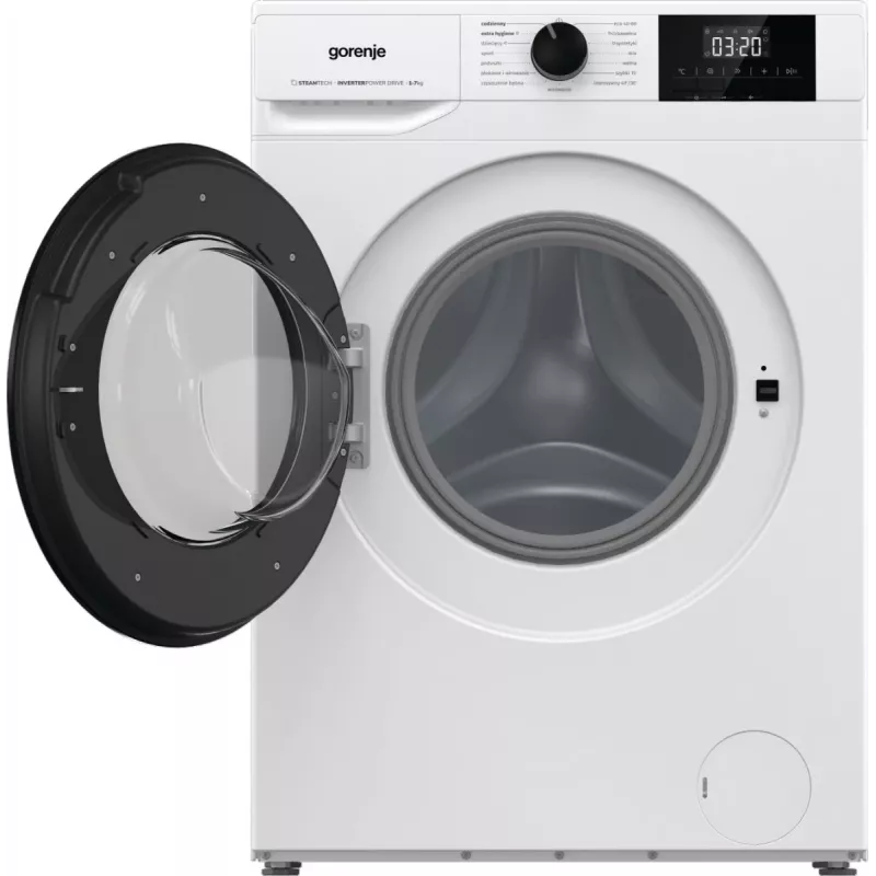 Laisvai pastatoma skalbimo mašina Gorenje W3NGPI72SBS, 7 kg, 1200 aps./min., inverterinis variklis, garų funkcija, 15 programų, balta