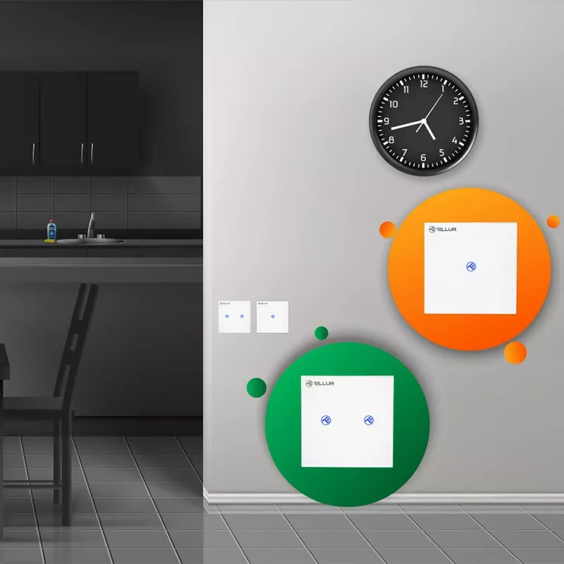Išmanusis WiFi jungiklis Tellur SS2N — 2 kanalai, 1800 W bendra apkrova, 10 A kanalui