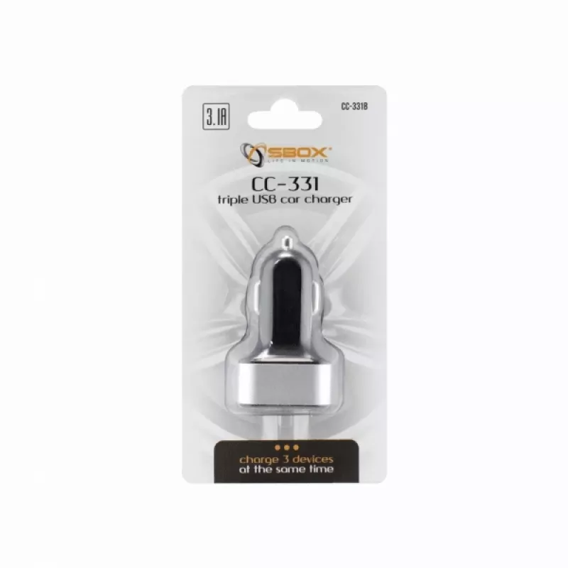 Sbox automobilinis įkroviklis CC-331B 3.1A juodas/pilkas