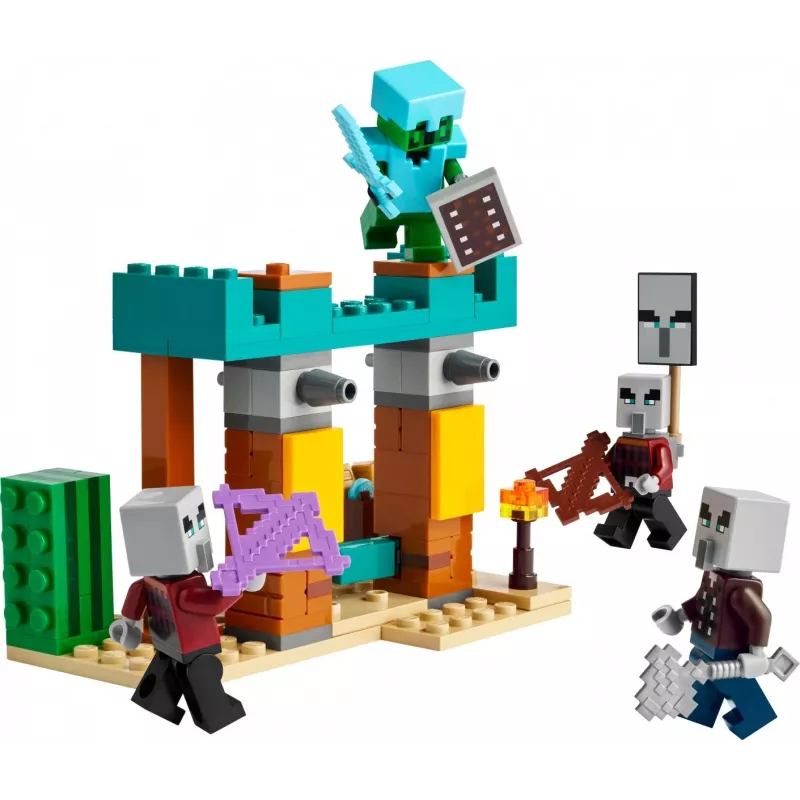 LEGO statybinis rinkinys „The Illager Desert Patrol“ 21267 – Minecraft žaidimų rinkinys, 105 detalės, 4 minifigūrėlės, 80×60×110 mm
