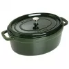 Staub La Cocotte 33 cm ovali ketaus puodas su emaliu, baziliko žalia