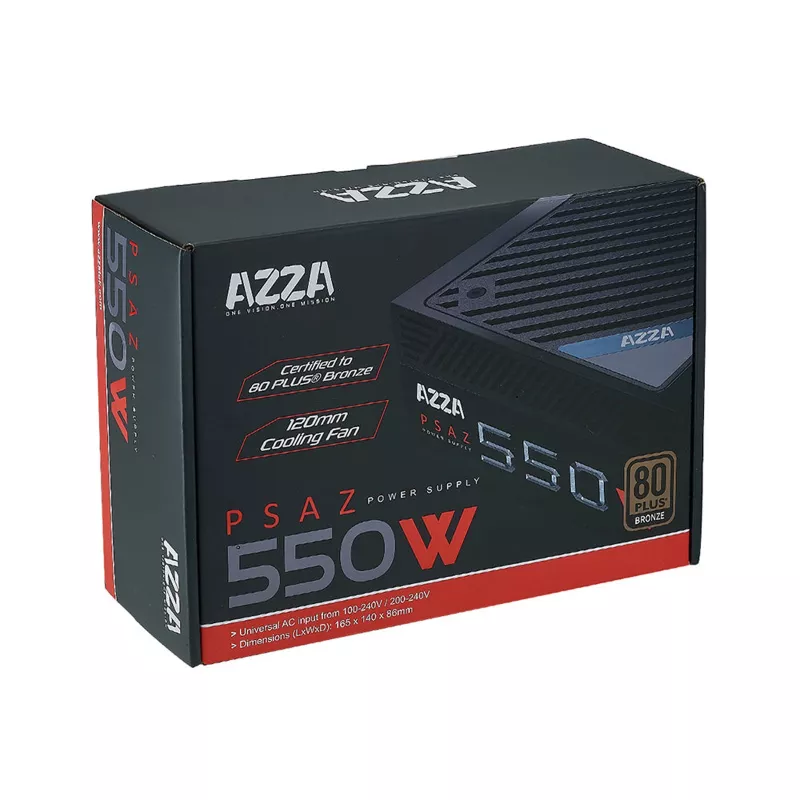 AZZA PSAZ-550W ATX maitinimo blokas 550 W, 80 PLUS Bronze, 120 mm ventiliatorius