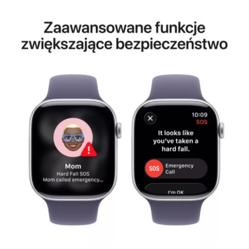 Apple Watch Series 11 GPS 46mm sidabrinis aliuminio korpusas su Purple Fog sportine juostele – M/L