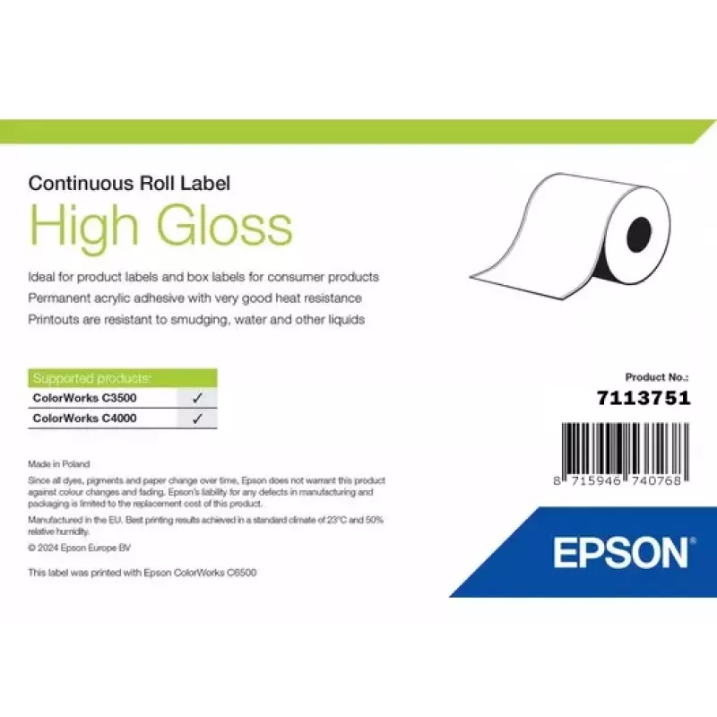 Etikečių ritinėlis Epson 7113751, blizgus, 76 mm x 33 m