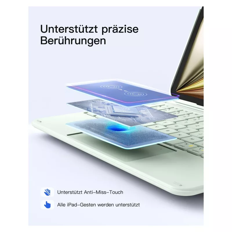 Inateck KB04122 Keyboard Folio klaviatūra su dėklu iPad 11, QWERTZ, žalia