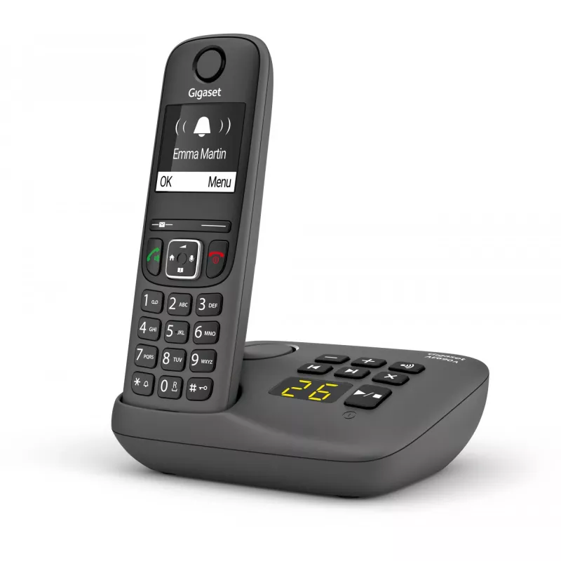 Analoginis/DECT belaidis telefonas Gigaset AE690A su skambučio ID, antracito spalvos