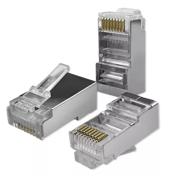 Modulinė RJ45 jungtis QOLTEC 54554 CAT5e FTP, 100 vnt., sidabrinė, plastikinė, 11×22×18 mm