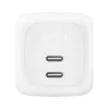 Greitasis AC sieninis įkroviklis Belkin WCH020KQ2MWH-B6 — 2x USB‑C, 2 m integruotas kabelis, baltas
