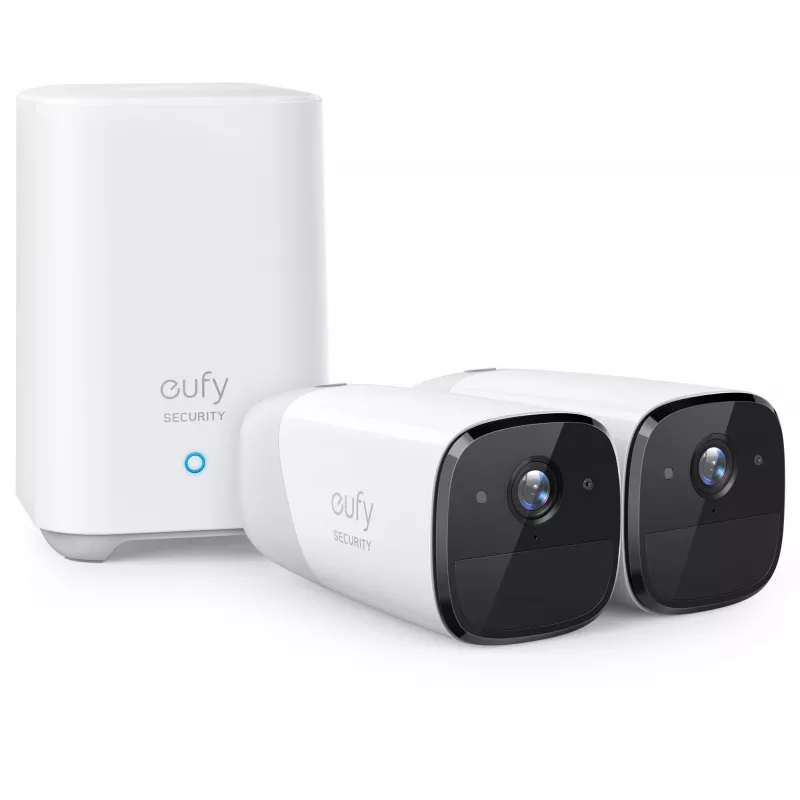 Eufy Security eufyCam 2 Pro belaidė namų apsaugos kamerų sistema, 365 dienų baterijos veikimas, HomeKit suderinamumas, 2K raiška, IP67 atspari oro sąlygoms, naktinis matymas, 2 kamerų rinkinys, be mėnesinio mokesčio
