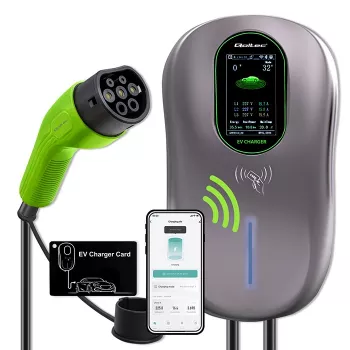 QOLTEC 52430 22 kW Wi‑Fi RFID 3‑fazių 32 A 2 tipo IP54 elektromobilių įkrovimo stotelė