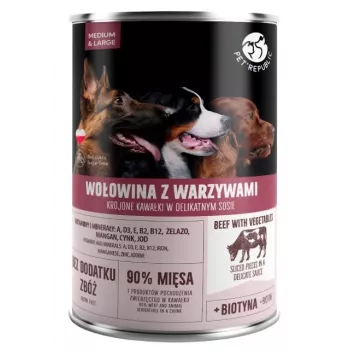 Šlapias šunų ėdalas PetRepublic Adult Medium & Large Beef with vegetables 1250 g