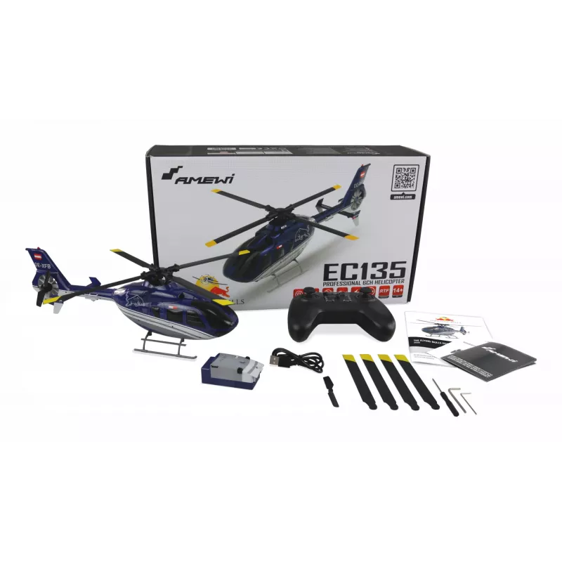 Amewi EC135 radijo bangomis valdomas sraigtasparnis, elektrinis variklis, 1:32