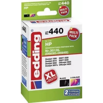 Edding EDD-440 juoda kasetė, skirta HP spausdintuvams (Deskjet 1000, Deskjet 2510, Deskjet 3055, Deskjet 3057a, ENVY 4500, ENVY 5530, Officejet 2620 ir kt.)