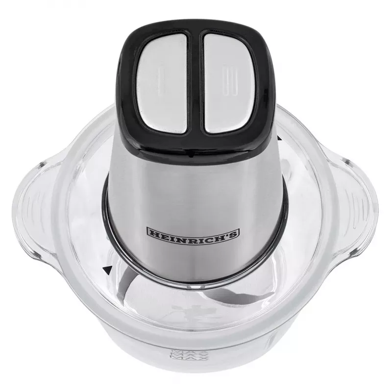 Elektrinis smulkintuvas HEINRICH'S HMZ 8850, 500 W, 2 L dubuo, 4 peiliai, technopolimeras, sidabrinis