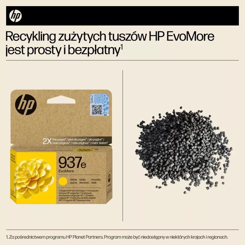 Originali HP 937e EvoMore geltona kasetė (4S6W8NE)