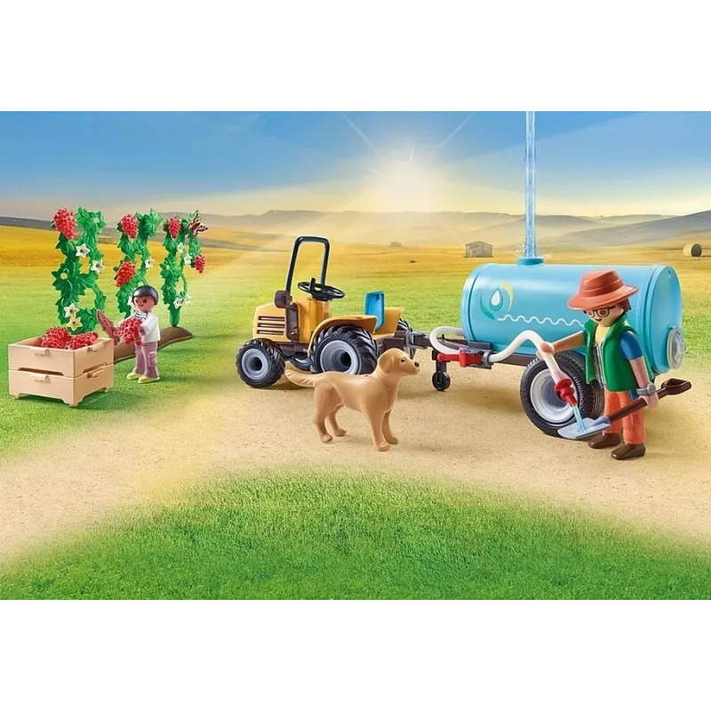 Playmobil 71442 Country: Traktorius su priekaba ir vandens cisterna – Šviežias derlius ūkyje, mokymasis apie aplinką, smagus vaidmenų žaidimas