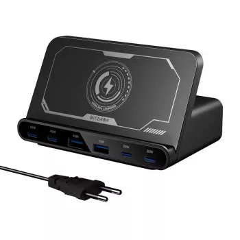 BlitzWolf BW-S27 160W 6 prievadų įkroviklis su belaidžiu įkrovimu