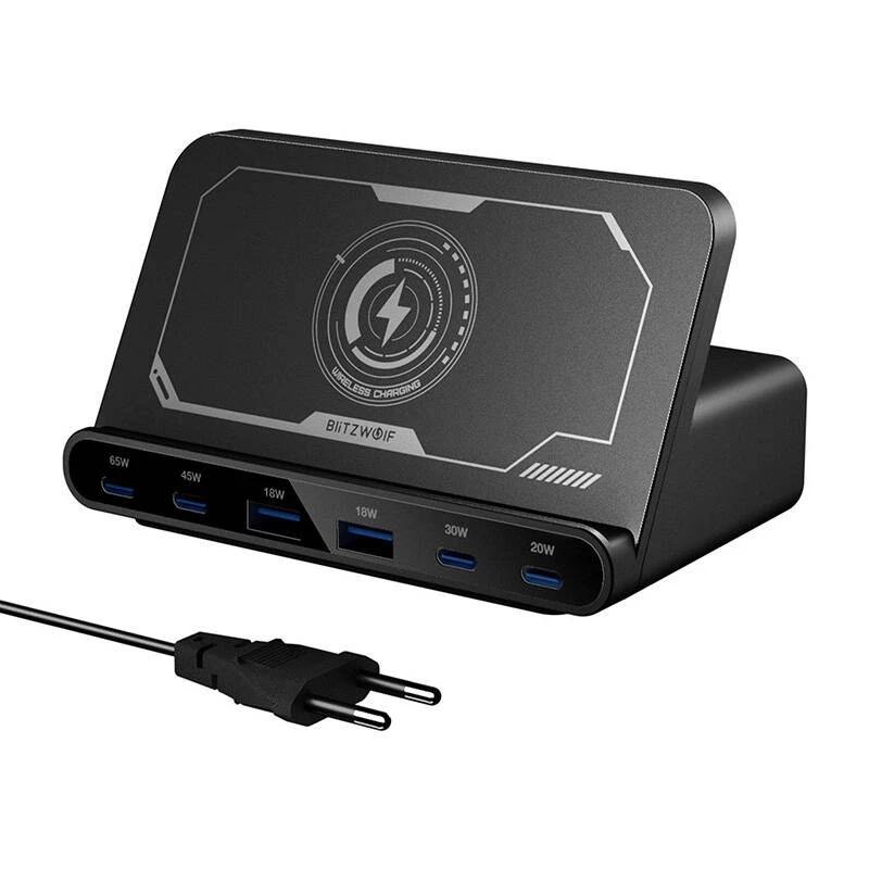 BlitzWolf BW-S27 160W 6 prievadų įkroviklis su belaidžiu įkrovimu