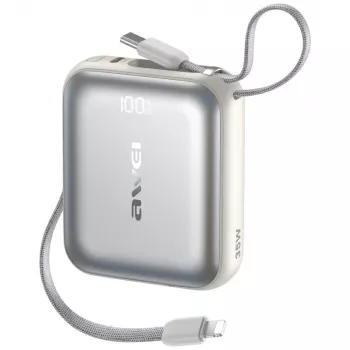Power bank Awei AS-181 10000mAh 35W su įmontuotu kabeliu