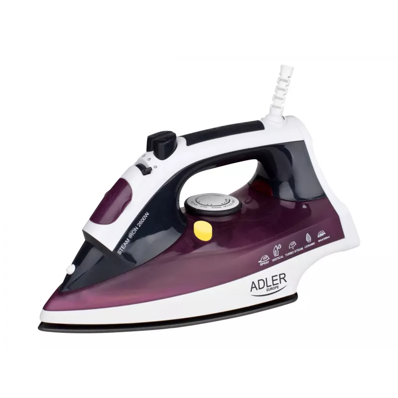 Lyginimo lygintuvas Adler AD 5022 sausas ir su garais, keraminis padas, violetinis, 2200 W