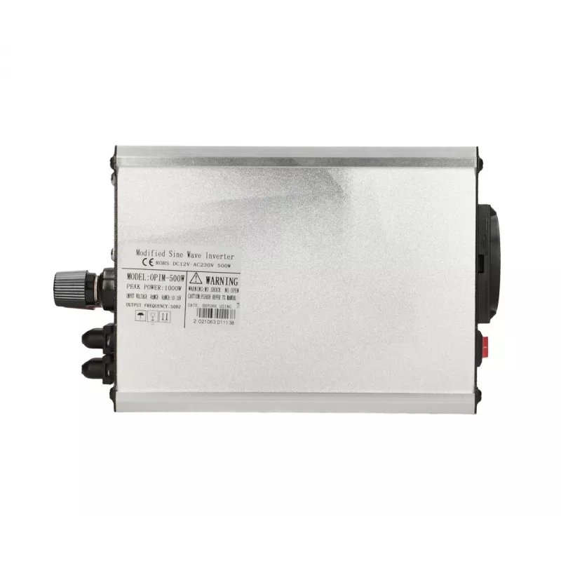 Automobilinis įtampos keitiklis Extralink OPIM-500W 12V, 500W modifikuotas sinusas, aliumininis korpusas, aktyvus aušinimas