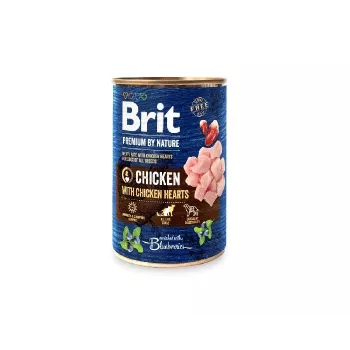 Šlapias šunų ėdalas Brit Premium by Nature Vištiena ir širdelės, 400 g, be grūdų, suaugusiems šunims