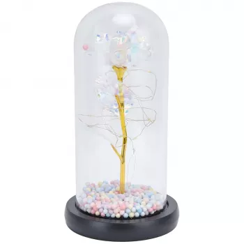 Amžina rožė stikle Extralink Home su baltu LED apšvietimu