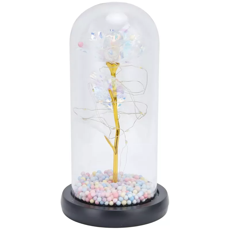 Amžina rožė stikle Extralink Home su baltu LED apšvietimu