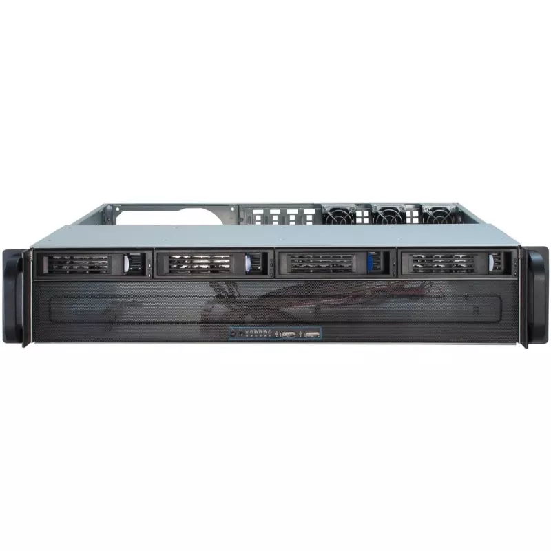 Inter-Tech IPC 2U-2404S – 2U stelažinis korpusas micro ATX, 4x karšto keitimo kietieji diskai