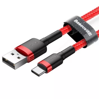 USB 2.0 A – USB-C laidas Baseus CATKLF-B09 1m QC3.0 nailoninis pintas raudonas, greitas įkrovimas ir duomenų sinchronizavimas