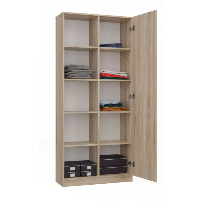 Biuro spintelė knygoms Top e shop RD-80 SONOMA KPL, ąžuolo spalvos, 10 lentynų, 800×300×1820 mm, medžio drožlių plokštės rėmas
