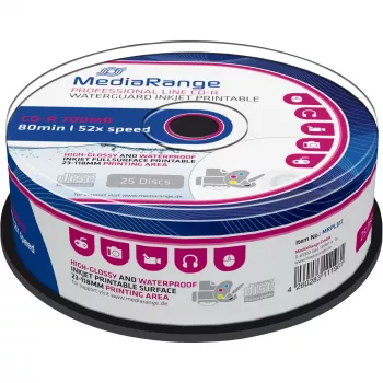 CD-R MediaRange MRPL512 700 MB 52x Inkjet Printable 25 vnt. verpstė