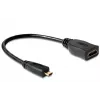 HDMI kabelis DeLOCK 65391 0,23 m, A tipo (standartinis) į D tipo (Micro-HDMI), juodas