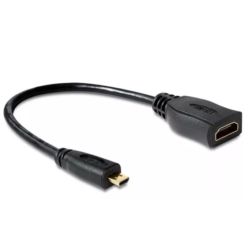 HDMI kabelis DeLOCK 65391 0,23 m, A tipo (standartinis) į D tipo (Micro-HDMI), juodas