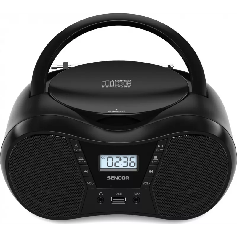 Nešiojamas CD grotuvas SENCOR SPT2300BK su Bluetooth 5.1, USB, FM radiju