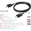 CLUB3D DisplayPort 2.1 dvipusis VESA DP80 sertifikuotas kabelis 4K240Hz, 8K60Hz arba 10K30Hz M/M 1,2 m