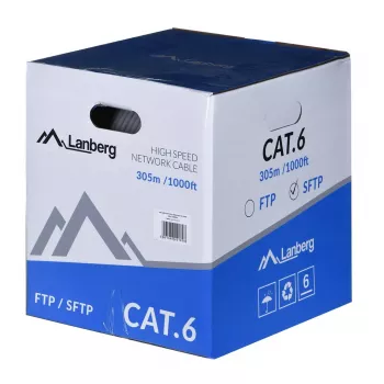 LANBERG tinklo kabelis Cat6 SFTP LCS6-11CU-0305-S, 305 m, 23 AWG, pilka, PVC apvalkalas