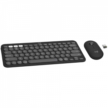 Logitech Pebble 2 Combo klaviatūra ir pelė, RF belaidis + Bluetooth, QWERTY danų-suomių-norvegų-švedų, grafito spalva (920-012257)