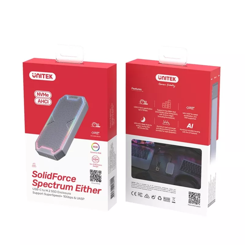 UNITEK SolidForce Spectrum SSD korpusas pilkas M.2