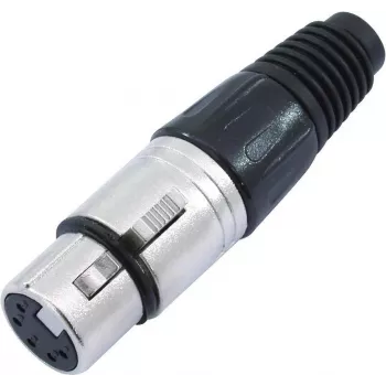 XLR 5 kontaktų jungtis Omnitronic 30208425, juoda, 5 kontaktų moteriška panelinė/linijinė jungtis
