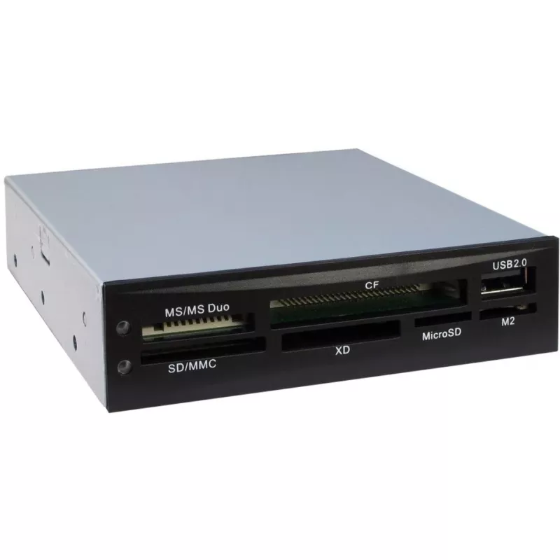 Inter-Tech Nitrox Multi Card Reader CI-02 - kortelių skaitytuvas - 8,9 cm (3,5 inch) (CF I, CF II, MS, MS PRO, Microdrive, MMC, SD, MS Duo, xD, MS PRO Duo, TransFlash, microSD, SDHC, MS Micro)