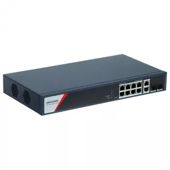 Hikvision DS-3E1512HP-SI-8P2T2F valdomas tinklo jungiklis Gigabit Ethernet (10/100/1000) su PoE, mėlynas