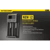 Baterijų kroviklis Nitecore NEW i2 — 2 angos, LiFePO4, Li-Ion, NiMH, 100–240 V, juodas