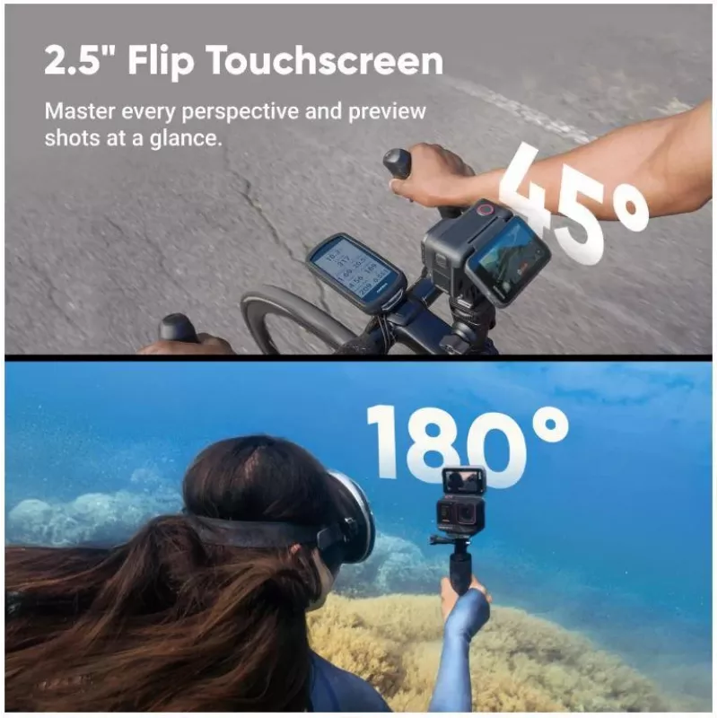 Veiksmo kamera Insta360 Ace Pro 2 – 50 MP, 8K itin didelė raiška (7680×3272), 1/1,3 colio sensorius, iki 240 kadrų/s, įmontuotas ekranas, Wi‑Fi, MicroSD, 177,7 g, Juoda