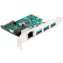 DeLOCK PCI Express x1 plėtimo plokštė, 3 x USB 5 Gbps A tipo, 1 x Gigabit LAN