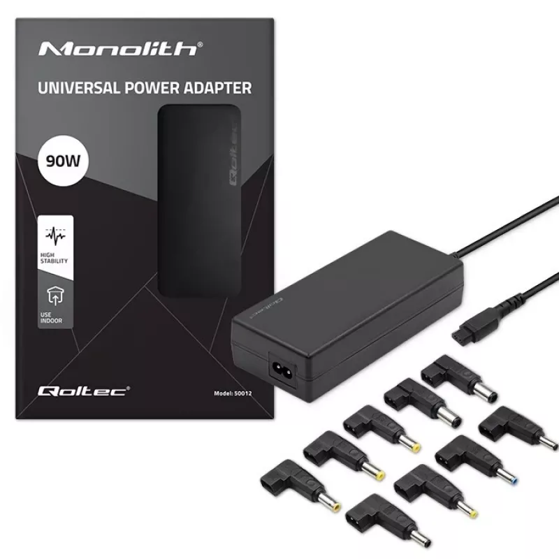 Universalus automatinis maitinimo adapteris Qoltec 50012 90W | 9 kištukai | +maitinimo laidas