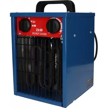 Elektrinis ventiliatorinis šildytuvas BLAUPUNKT EH7010 — 2000 W, nerūdijančio plieno elementas, IPX4, naudojamas ant grindų, iki 22 m², juoda/mėlyna/raudona