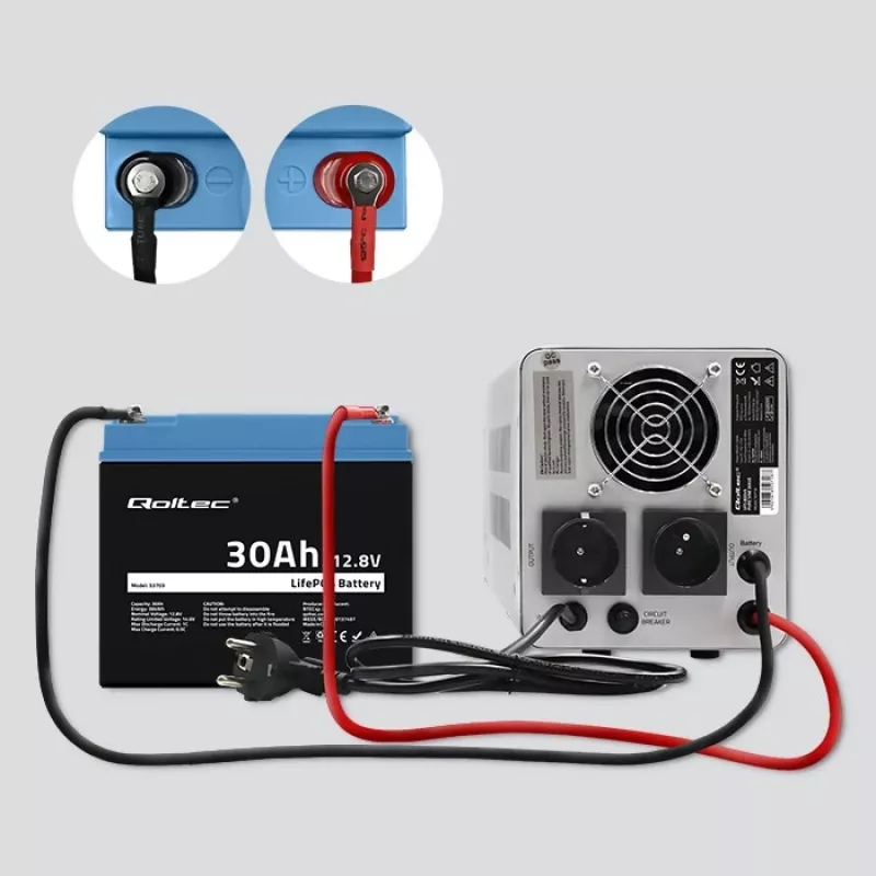 Įkraunama LiFePO4 baterija QOLTEC 12.8V 30Ah 384Wh su BMS