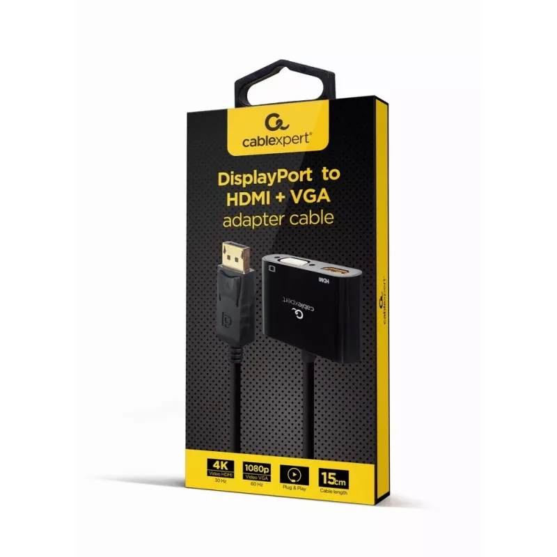 DisplayPort adapterio laidas Gembird A-DPM-HDMIFVGAF-01 0,1 m juodas